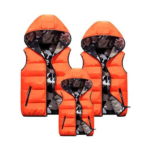 Tomwell donna gilet con cappuccio trapuntato autunno invernali smanicato mode casual confortevole con cerniera outerwear vestito coordinato per la famiglia cappotto imbottito b arancione xxl