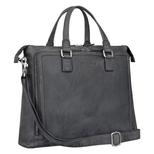 STILORD claire borsa business donna in vera pelle 15 pollici | cartella | borsa per laptop din a4 | borsa a tracolla e a mano per ufficio colore: carbon - grigio