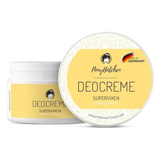 PonyHütchen - deocreme 50 ml supervixen - crema deodorante solida vegana, senza sali di alluminio e esperimenti sugli animali - unisex antitraspirante naturale fatto a mano con ingredienti biologici -