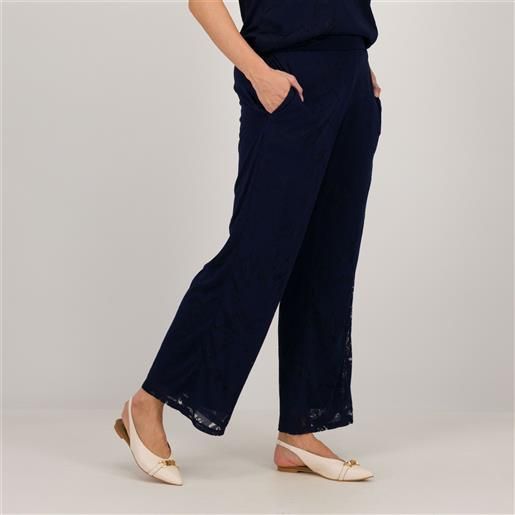 Nina Leonard pantaloni ampi in maglia devoré con tasche