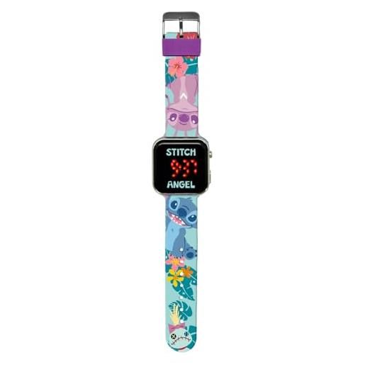 Kids Licensing - orologio digitale led per ragazze con personaggi ha funzioni di ora, data e cinturino regolabile, stitch tropicale, stitch tropicale
