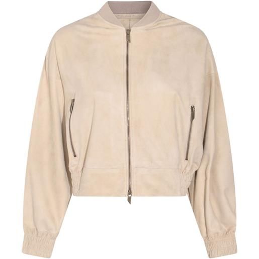 Salvatore Santoro bomber in pelle - toni neutri