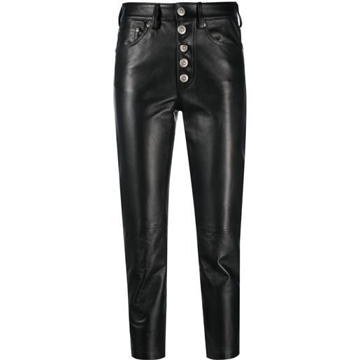 DONDUP pantaloni crop a vita alta - nero