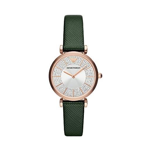 Emporio Armani orologio da donna, movimento a due lancette, cassa in acciaio inossidabile oro rosa 32 mm con cinturino in pelle, ar11517