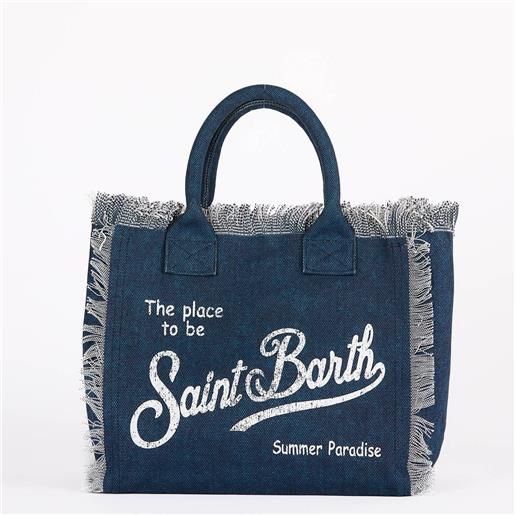 Mc2 saint barth borsa vanity canvas denim blu