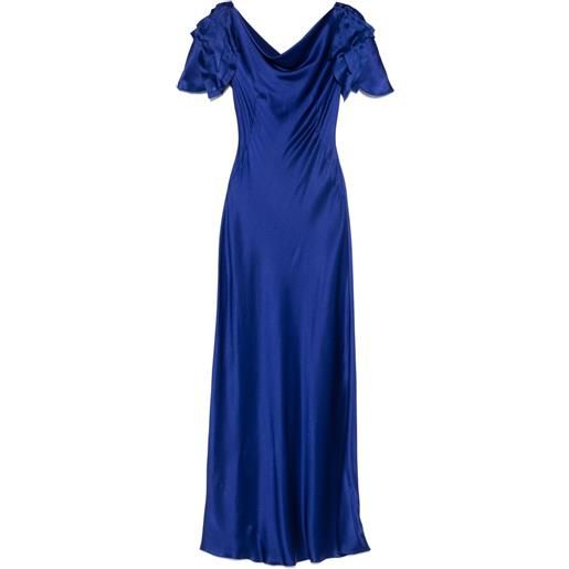 Alberta Ferretti abito lungo in raso - blu