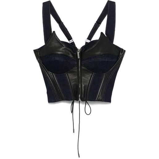 MITILIANE COUTURE corsetto con inserti denim - blu