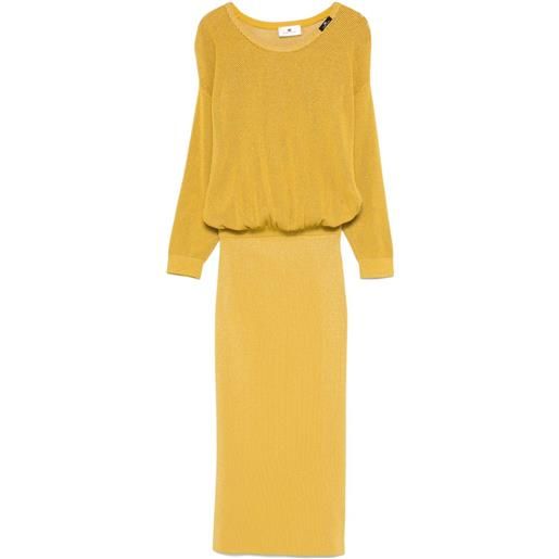 Elisabetta Franchi abito midi con dettaglio lamé - giallo