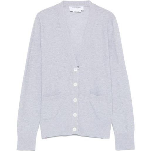 Thom Browne cardigan in maglia a trecce - grigio