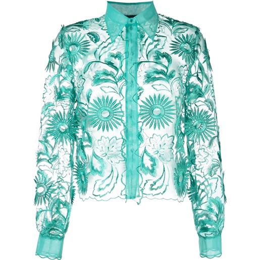 Alberta Ferretti camicia con ricamo - verde