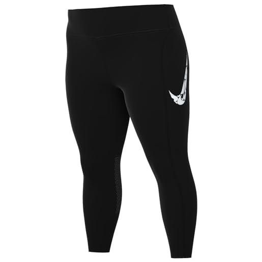 Nike women's tight w nk fst sw hbr df mr 7/8 tgt, black/white, fn3268-010, 2xl