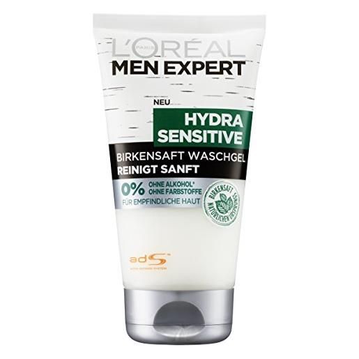 L'Oréal Paris men expert gel detergente al succo di betulla l'oréal men expert hydra sensitive, confezione da 2 (2 x 150 ml)