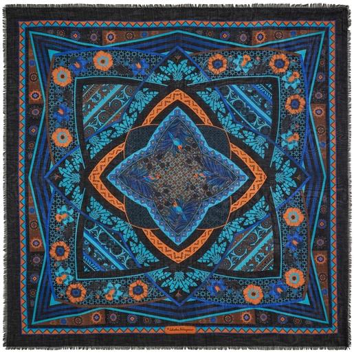 Ferragamo scialle con stampa nirvana - nero