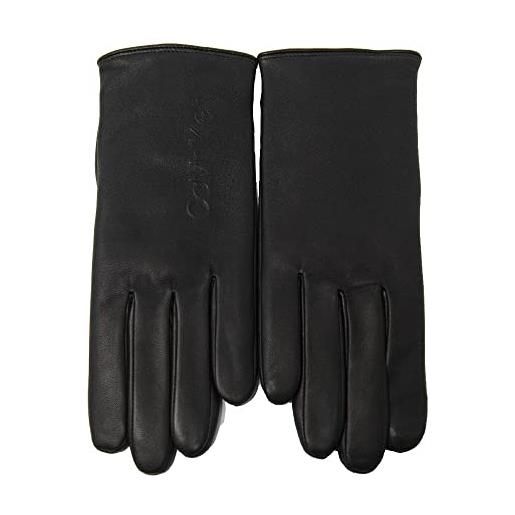 Calvin Klein guanti donna ck guanto in pelle con interno foderato articolo zw0zw01281 deboss lthr g, bds black/nero, s