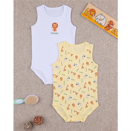 Prénatal pack 2 body bimbo bianco/giallo organic cotton