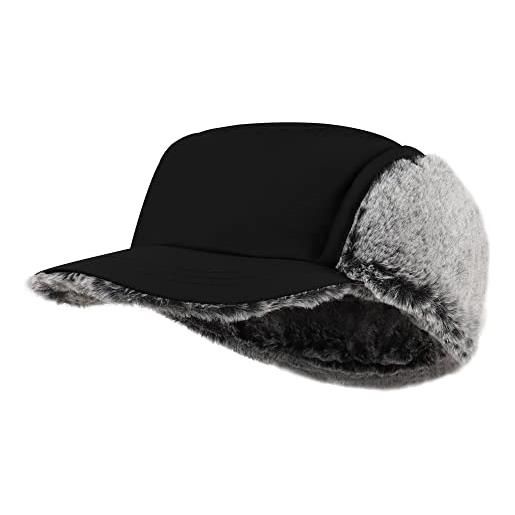 PivotWing invernale cappello, cappello inverno uomo donna cotone berretto caldo pelliccia con paraorecchie vintage berretto da baseball piatto berretto militare nero