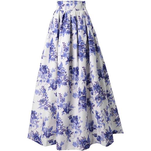 Carolina Herrera gonna midi chiné a fiori - toni neutri