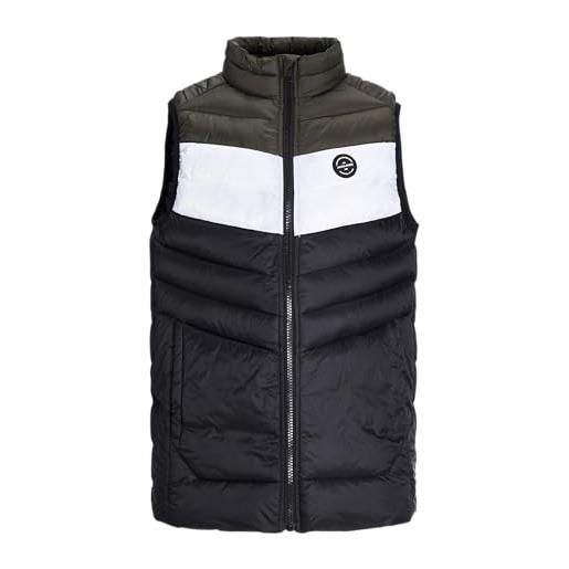 JACK & JONES jack&jones junior jjesprint-collare scaldacollo gilet, nero/dettaglio: bianco/rosa, 164 cm bambini e ragazzi