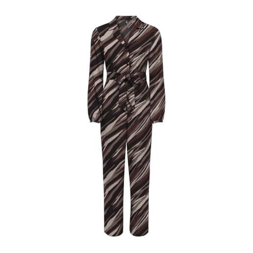ONLY onlnova life vis l/s zira jumpsuit tuta intera, brown stone/aop: 589 russet graphic, s donna