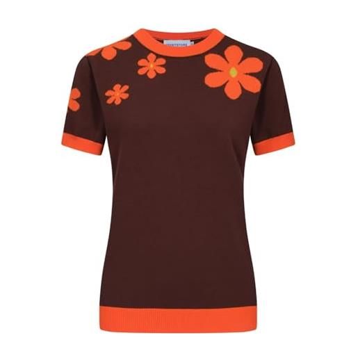 OXKnitstore oxknit retro strisce t-shirt da donna anni '60 classico cuore rosso amore lavorato a maglia a maniche corte casual top, strisce rosse amore, xl