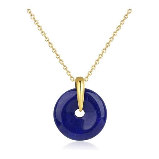 D10 Ovale Lapislazzuli Blu Perle Collana Con Ciondolo 925 Sterling