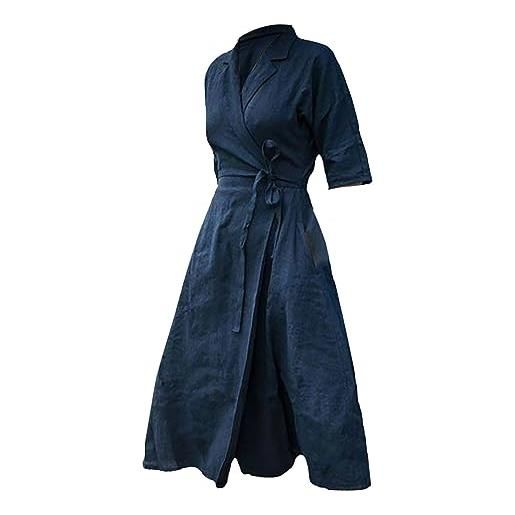 Cocila abito lungo farfalle abiti da cerimonia donna completo donna elegante abito cocktail donna elegante abiti estate donna curvy vestito lungo elegante estivo curvy (blue, xl)