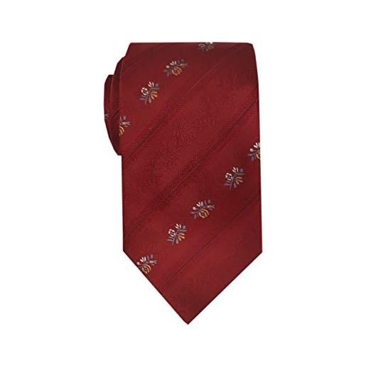 Remo Sartori - cravatta lunga extra lunga xl regimental floreale in seta, da 155 cm a 165 cm, made in italy, uomo (rosso, lunghezza 155 cm)