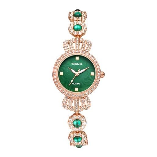 Silverora orologi da polso da donna in diamante pieno orologi da donna: brillanti strass corona ornati analogici al quarzo squame orologi con cinturino rimovibile regali per donne ragazze oro rosa, 