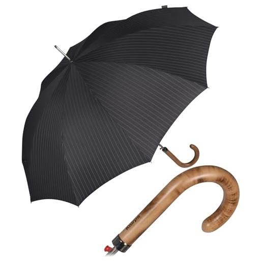 Knirps ombrello da uomo long ac, pinestripe black, 113 cm, ombrello automatico