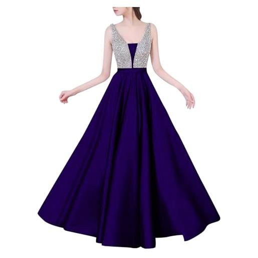 Generic abito elegante cocktail damascato con bottoni davanti, vestito corto per discoteca, cerimonia, tubino lungo blu elettrico, a tunica