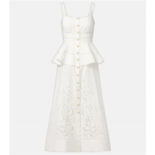 Self-Portrait abito midi in lino e cotone