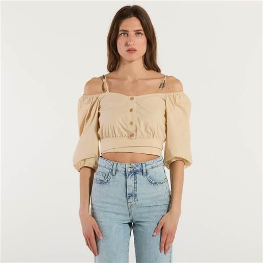 Patrizia pepe top in popeline di cotone beige