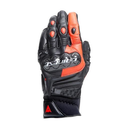 Dainese carbon 4 short leather gloves black fluo-red | dainese