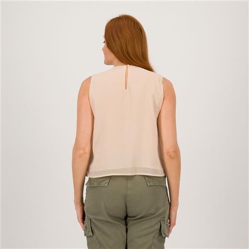 Oltre top in chiffon ricamato con perle e perline