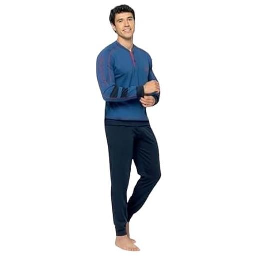 Lotto pigiama uomo cotone lp1182 (it, numero, 48, regular, regular, blu)