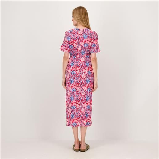 Carole Hochman abito lungo in cotone fantasia con manica corta