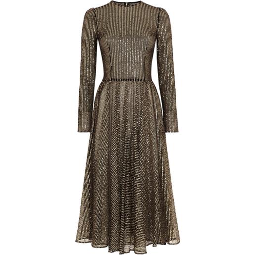 Dolce & Gabbana abito midi svasato con paillettes - oro