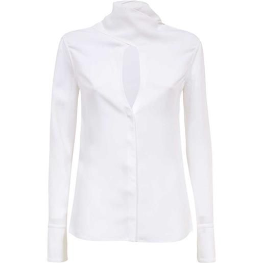 Ferragamo camicia sash a collo alto - bianco
