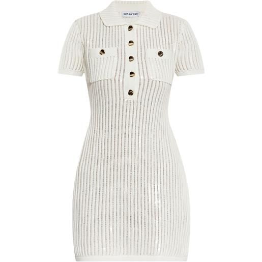 Self-Portrait abito in maglia in misto cotone - bianco