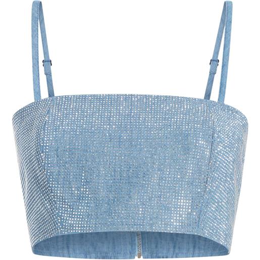Cinq A Sept top crop con perle - blu