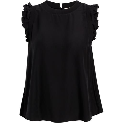 Cinq A Sept blusa con ruches - nero