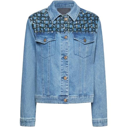 ELENA MIRO` giacca denim con ricamo - blu