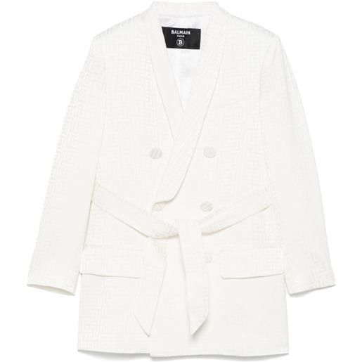 Balmain Kids blazer pb con monogramma jacquard - bianco