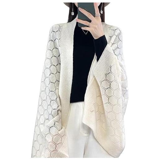 LIUYUYOUGO poncho donna, poncho di lana da donna scialli oversize cardigan aperti sul davanti maglione elegante scialle all'uncinetto cavo mantello morbida sciarpa calda in cashmere con maniche stola
