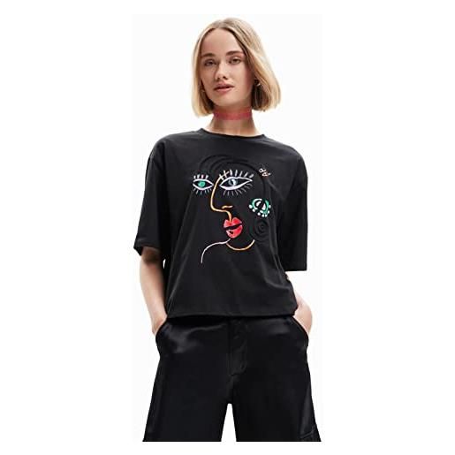 Desigual women's ts_face 2000 - maglietta da donna, taglia xxl, colore: nero, nero, xxl