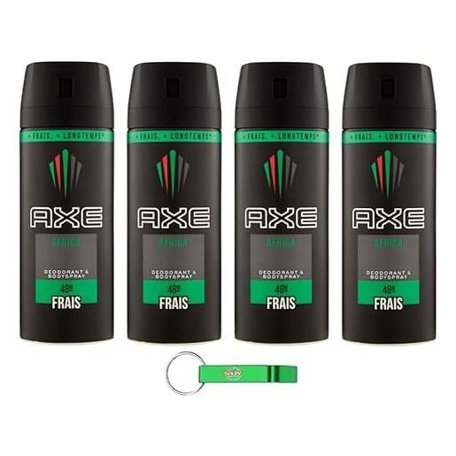Beni Culinari axe africa deodorante e spray per il corpo - spray per il corpo da uomo, 150 ml + portachiavi Beni Culinari