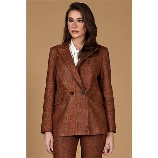 D'Arienzo blazer doppiopetto in pelle marrone stampa pitone D'Arienzo