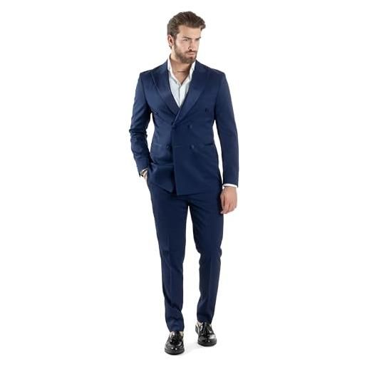 Giosal abito uomo doppiopetto vestito completo giacca pantaloni bottoni revers raso elegante smoking vari colori (it, numero, 46, regular, regular, verde)