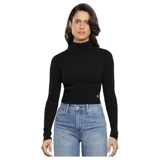 Calvin Klein jeans easy cropped sweater j20j222722 maglioni, nero (ck black), l donna