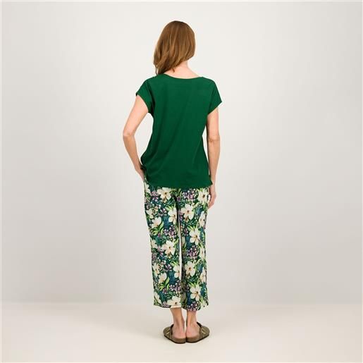 Carole Hochman set due pezzi: t-shirt tinta unita e pantaloni fantasia